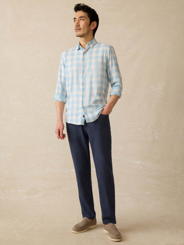 Faherty Movement™ Linen 5-Pocket Pant - Deep Sea Navy Men's Bottoms