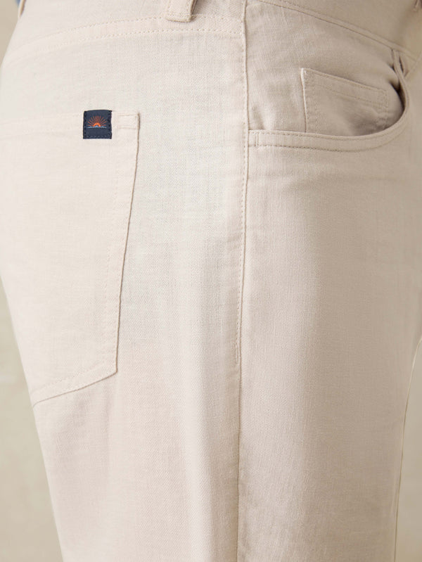 Faherty Movement™ Linen 5-Pocket Pant - Dorset Sand Men's Bottoms