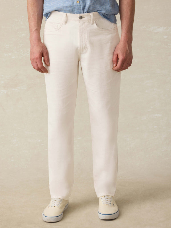 faherty Movement™ Linen 5-Pocket Pant - Dorset Sand Men's Bottoms