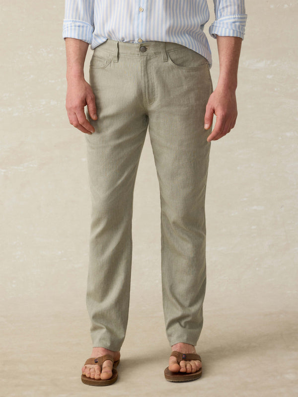 faherty Movement™ Linen 5-Pocket Pant - Sage Cliff Men's Bottoms