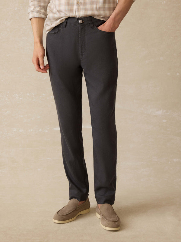 faherty Movement™ Linen 5-Pocket Pant - Washed Black Men's Bottoms