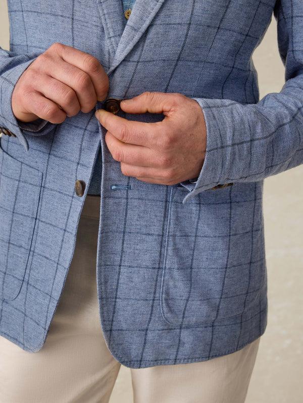 Faherty Movement™ Linen Blazer - Storm Cape Windowpane Men's Outerwear