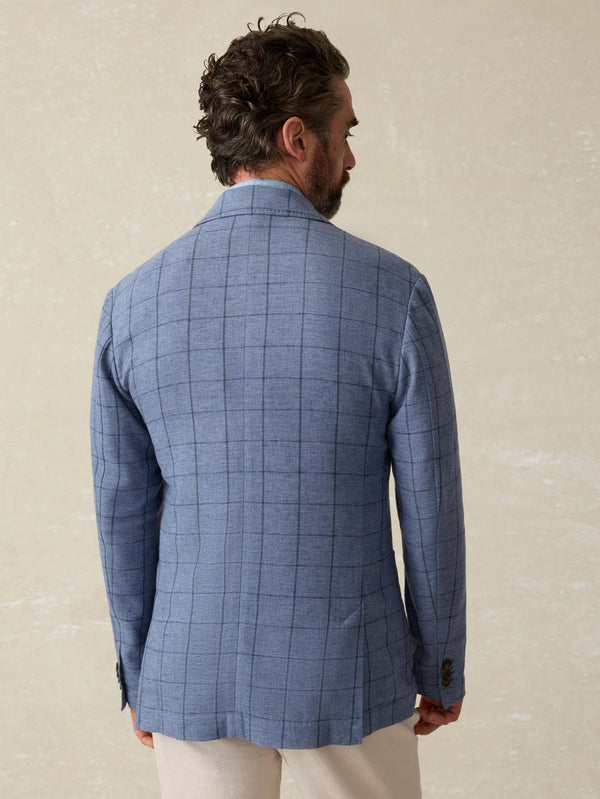 Faherty Movement™ Linen Blazer - Storm Cape Windowpane Men's Outerwear