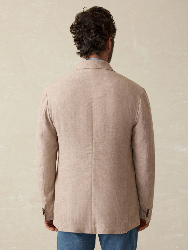 Faherty Movement™ Linen Blazer - Wolf Sands Herringbone Men's Outerwear