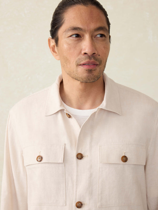 Faherty Movement™ Linen Shirt Jacket - Dorset Sand Men's Outerwear