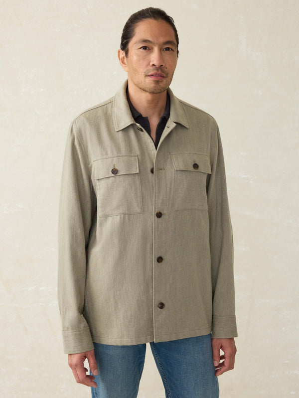 faherty Movement™ Linen Shirt Jacket - Sage Cliff Men's Outerwear