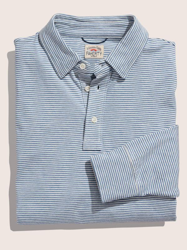 faherty Movement™ Long-Sleeve Polo - Madaket Stripe Men's Knits