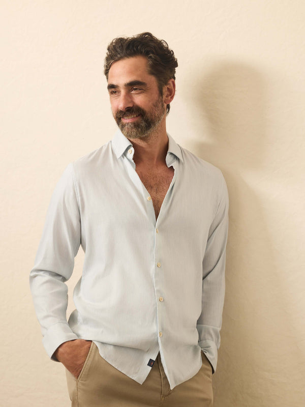 faherty Movement™ Monterey Shirt - Blue Wall Stripe Men's Button Ups