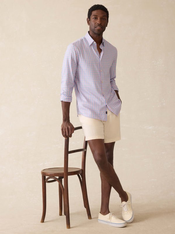 Faherty Movement™ Monterey Shirt - Coral Sky Gingham Men's Button Ups