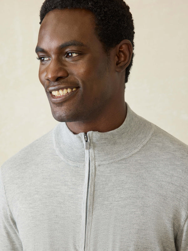 Faherty Movement™ Quarter Zip Sweater - Mineral Grey Heather Men's Sweaters