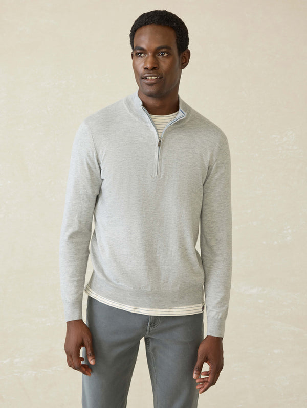 faherty Movement™ Quarter Zip Sweater - Mineral Grey Heather Men's Sweaters