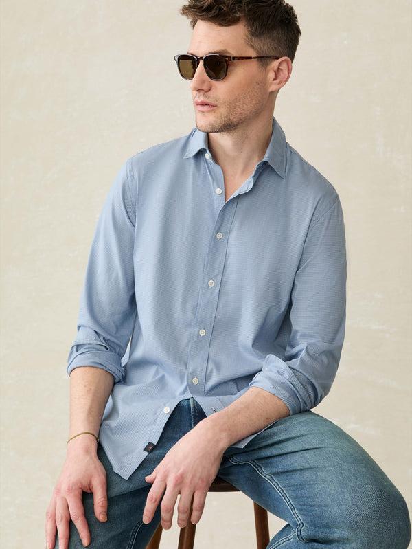 Faherty Movement™ Shirt - Azure Pincheck Men's Button Ups