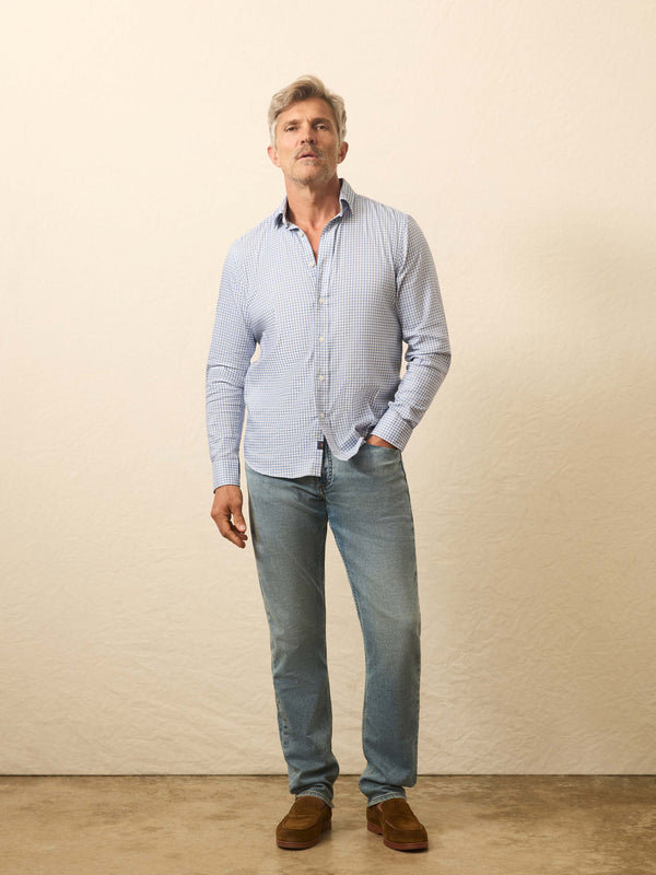 Faherty Movement™ Shirt - Light Blue Gingham Men's Button Ups
