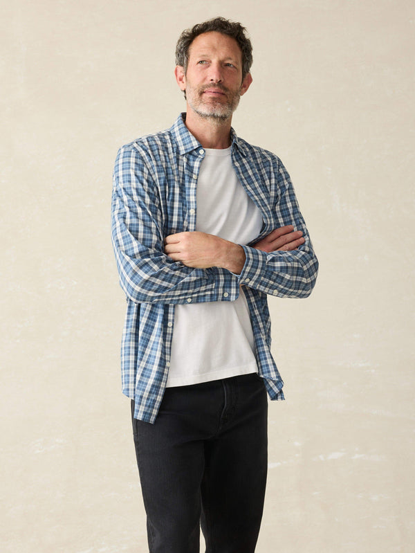 Faherty Movement™ Shirt - Seaside Blue Plaid Men's Button Ups