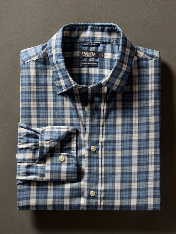 faherty Movement™ Shirt - Seaside Blue Plaid Men's Button Ups