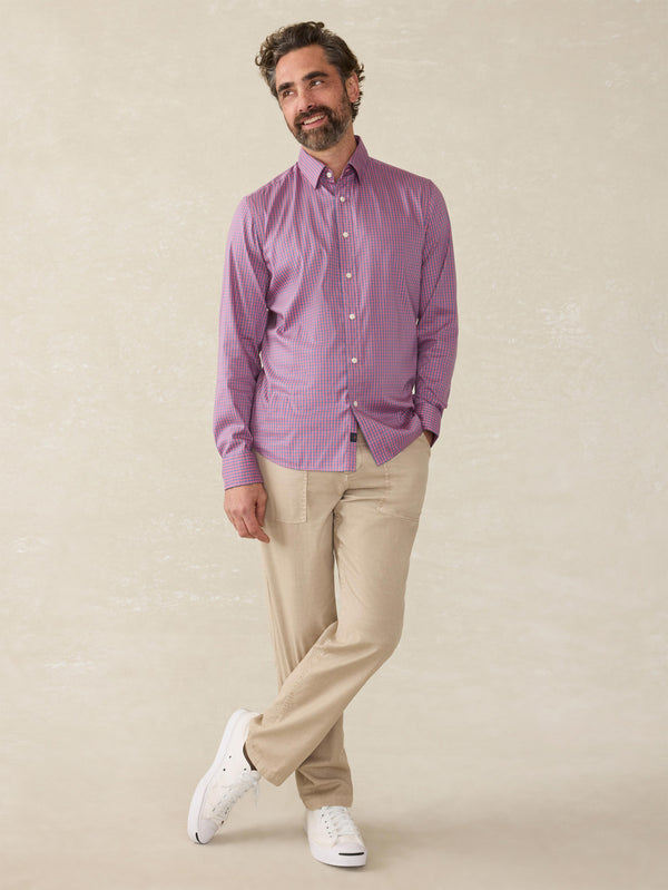 Faherty Movement™ Shirt (Tall) - Blue Rose Gingham Men's Button Ups