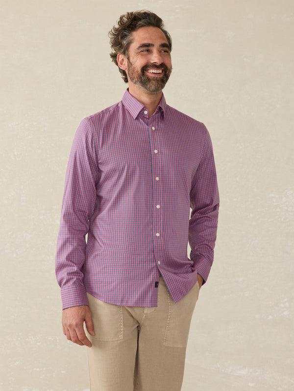 faherty Movement™ Shirt (Tall) - Blue Rose Gingham Men's Button Ups