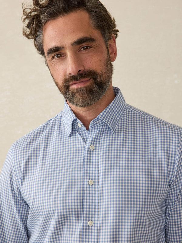 Faherty Movement™ Shirt (Tall) - Light Blue Gingham Men's Button Ups