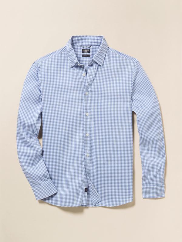 Faherty Movement™ Shirt (Tall) - Light Blue Gingham Men's Button Ups
