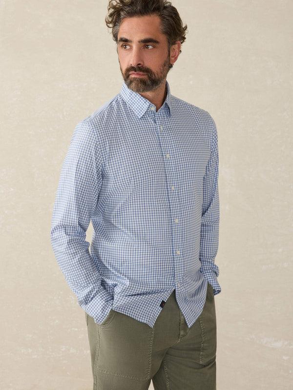 faherty Movement™ Shirt (Tall) - Light Blue Gingham Men's Button Ups