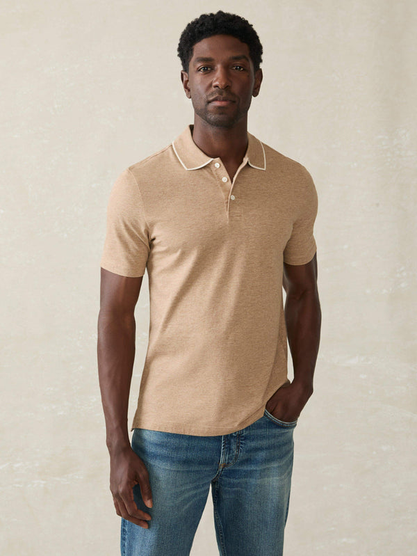 Faherty Movement™ Short-Sleeve Pique Polo Shirt - Driftwood Island Heather Men's Knits