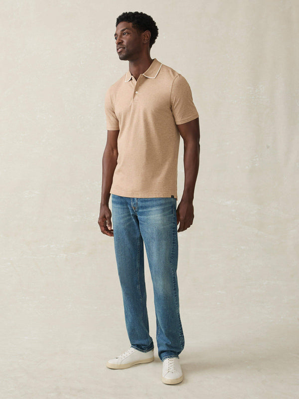 Faherty Movement™ Short-Sleeve Pique Polo Shirt - Driftwood Island Heather Men's Knits
