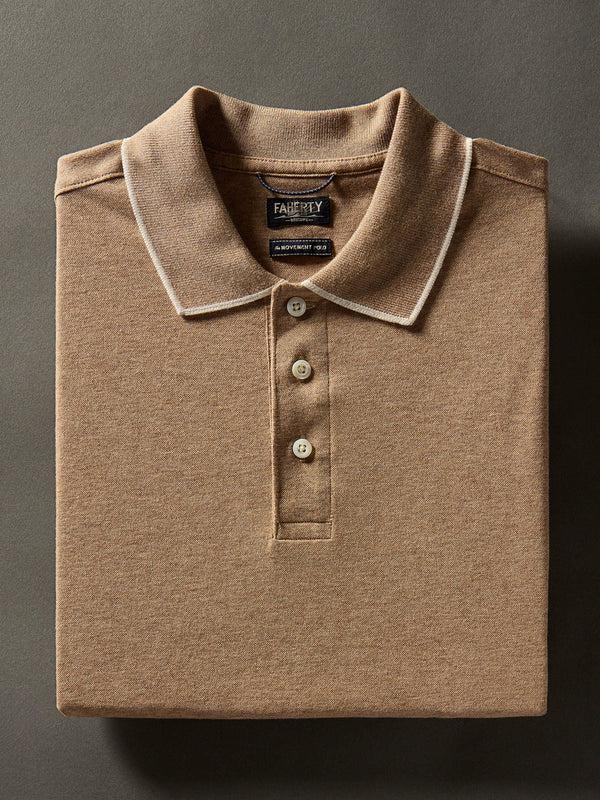 faherty Movement™ Short-Sleeve Pique Polo Shirt - Driftwood Island Heather Men's Knits