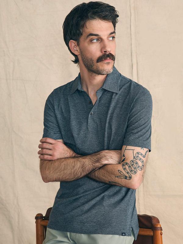 Faherty Movement™ Short-Sleeve Pique Polo Shirt - Dusty Iron Heather Men's Knits