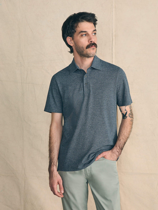 faherty Movement™ Short-Sleeve Pique Polo Shirt - Dusty Iron Heather Men's Knits
