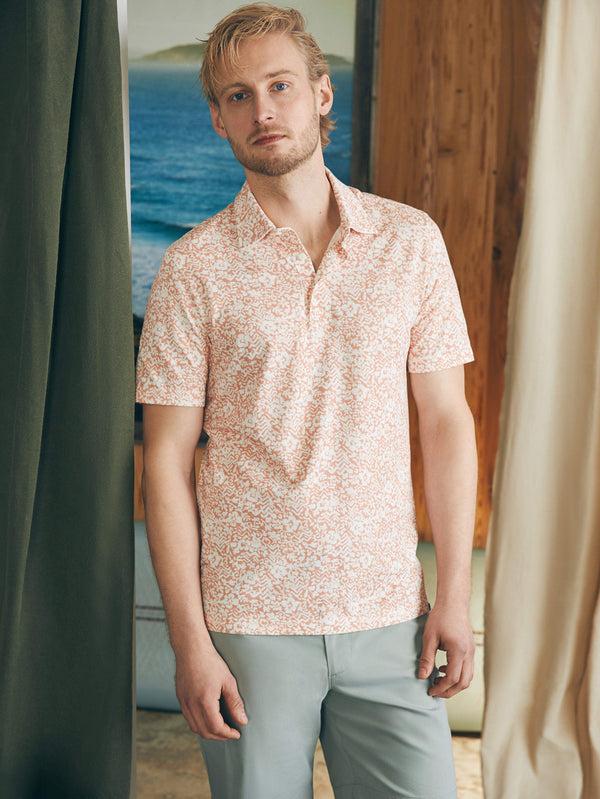 Faherty Movement™ Short-Sleeve Pique Polo Shirt - Hilo Rose Floral Print Men's Knits