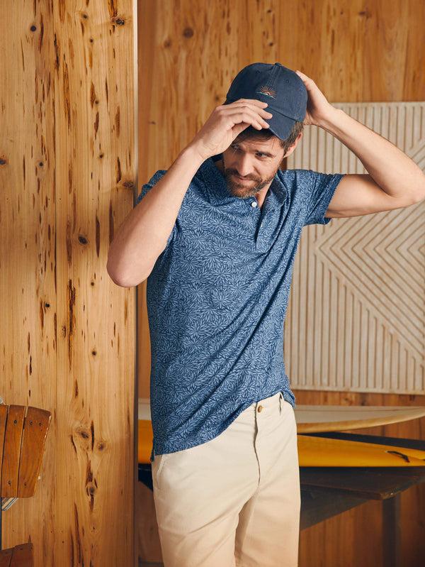 Faherty Movement™ Short-Sleeve Pique Polo Shirt - Horizon Blue Frond Print Men's Knits
