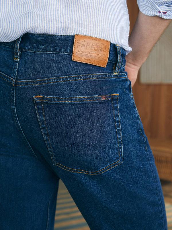 Faherty Organic Cotton Slim Straight Denim - Cove Point Wash Men's Bottoms