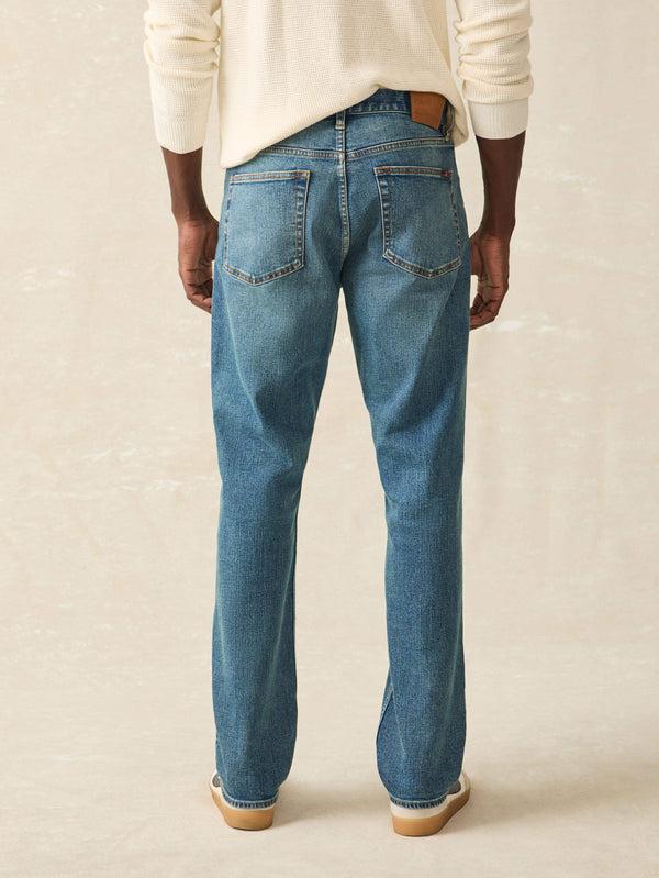 Faherty Organic Cotton Slim Straight Denim - East Lake Wash Men's Bottoms