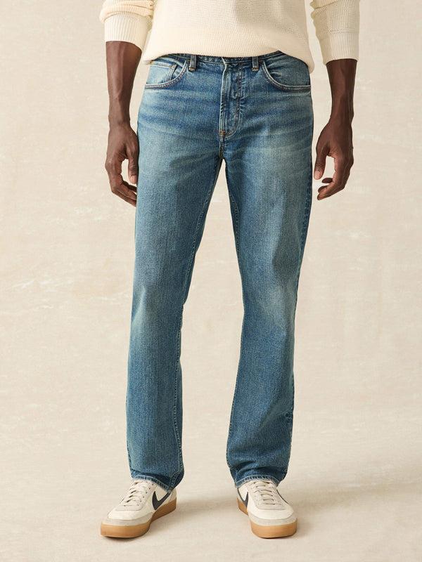 faherty Organic Cotton Slim Straight Denim - East Lake Wash Men's Bottoms