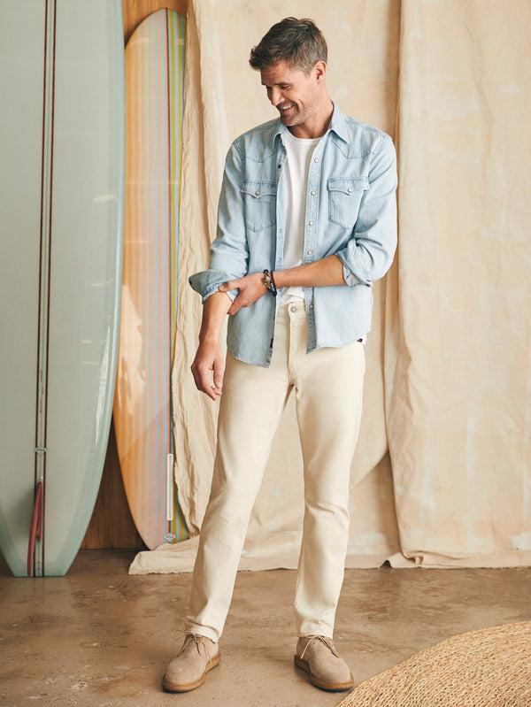 Faherty Organic Cotton Slim Straight Denim - Stone Men's Bottoms