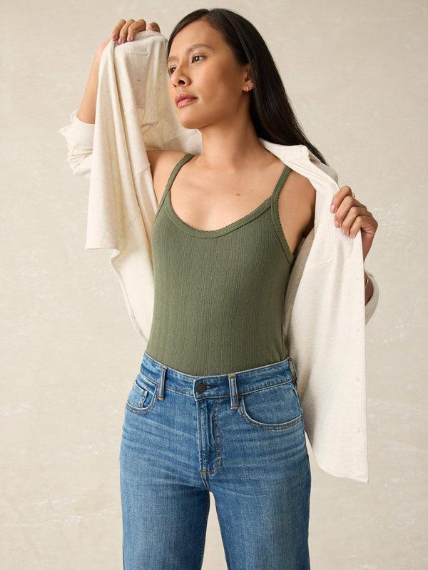 Faherty Pacific Pointelle Tank - Beetle Women's Knits