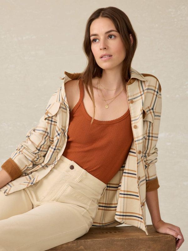 Faherty Pacific Pointelle Tank - Gingerbread Women's Knits