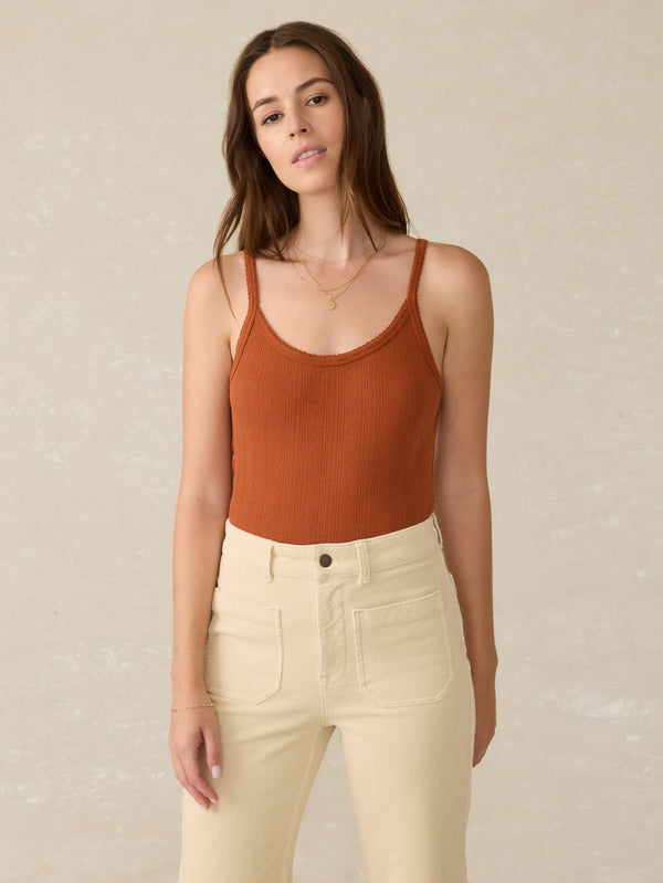 faherty Pacific Pointelle Tank - Gingerbread Women's Knits