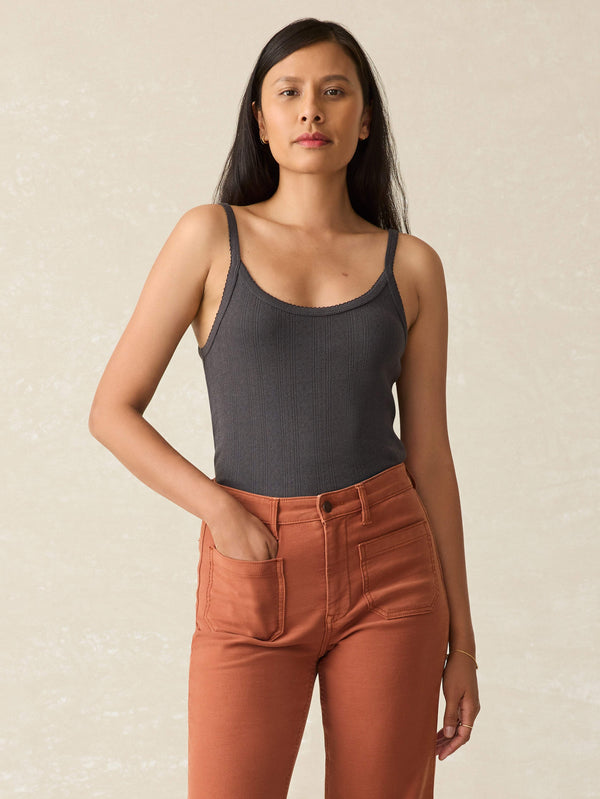 faherty Pacific Pointelle Tank - Washed Black Women's Knits