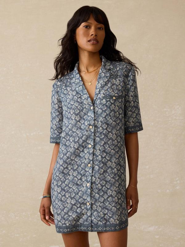 faherty Paradise Point Linen Dress - Oceanview Blossom Women's Dresses