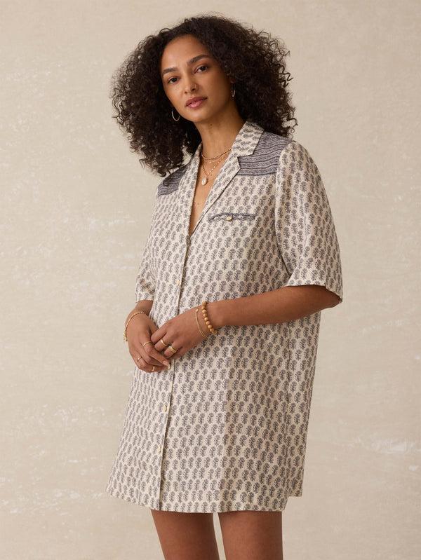 Faherty Paradise Point Linen Dress - Summer Pearl Blossom Women's Dresses