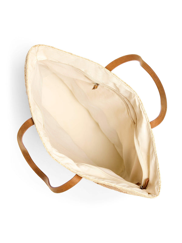 Faherty Raffia Colorblock Tote - Natural Accessories Bags