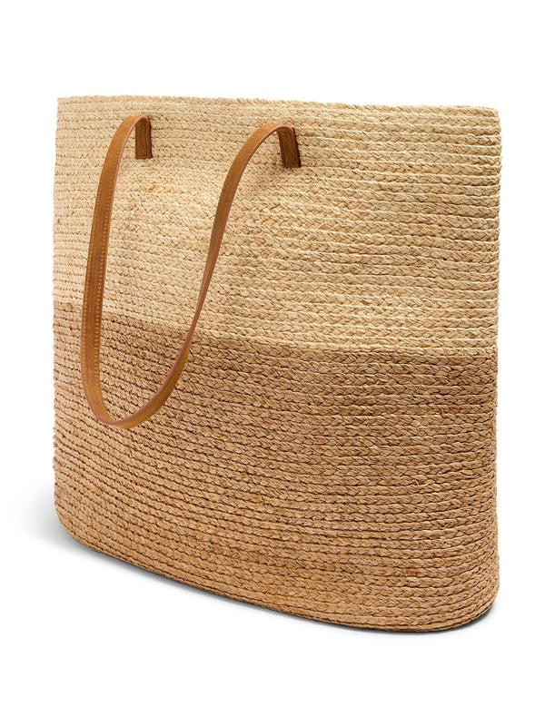 Faherty Raffia Colorblock Tote - Natural Accessories Bags