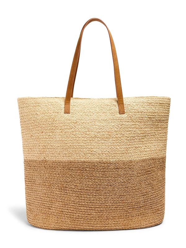 Faherty Raffia Colorblock Tote - Natural Accessories Bags