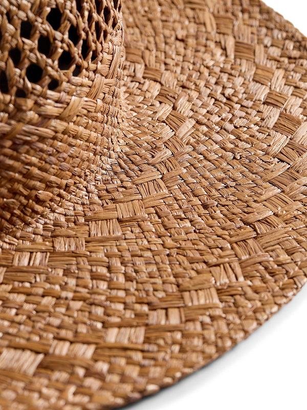 Faherty Raffia Mixed Stitch Fedora - Dark Brown Accessories Hats