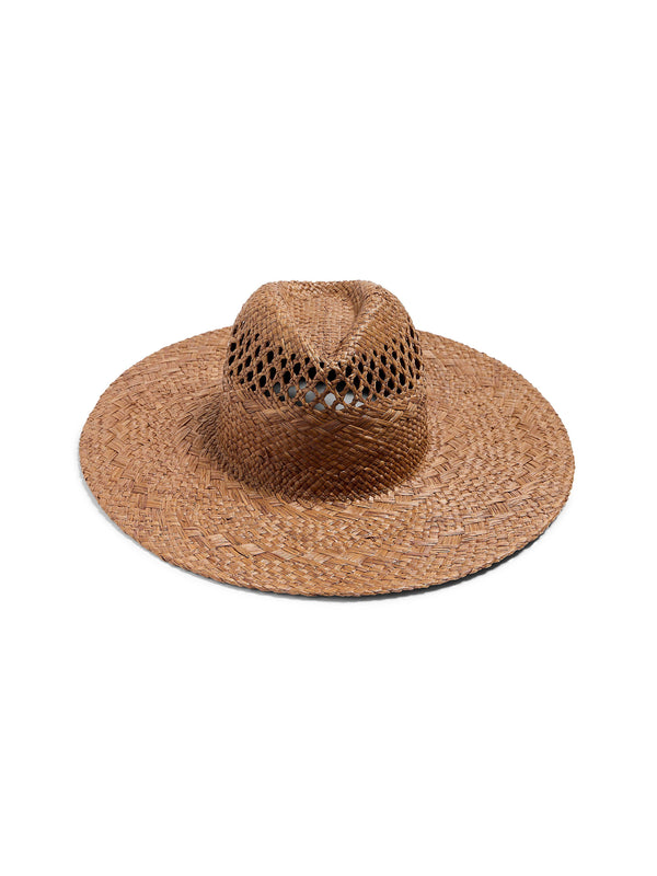 Faherty Raffia Mixed Stitch Fedora - Dark Brown Accessories Hats