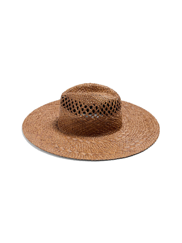 Faherty Raffia Mixed Stitch Fedora - Dark Brown Accessories Hats