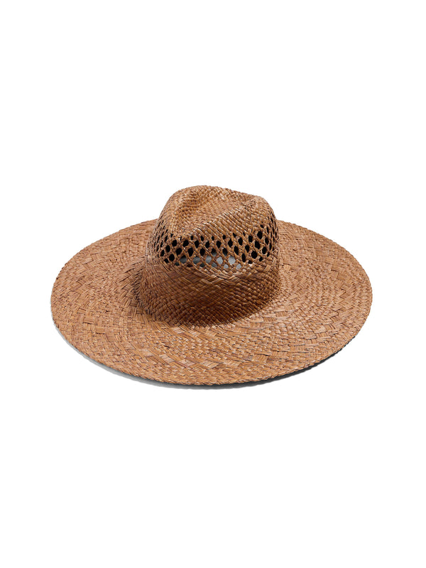 faherty Raffia Mixed Stitch Fedora - Dark Brown Accessories Hats