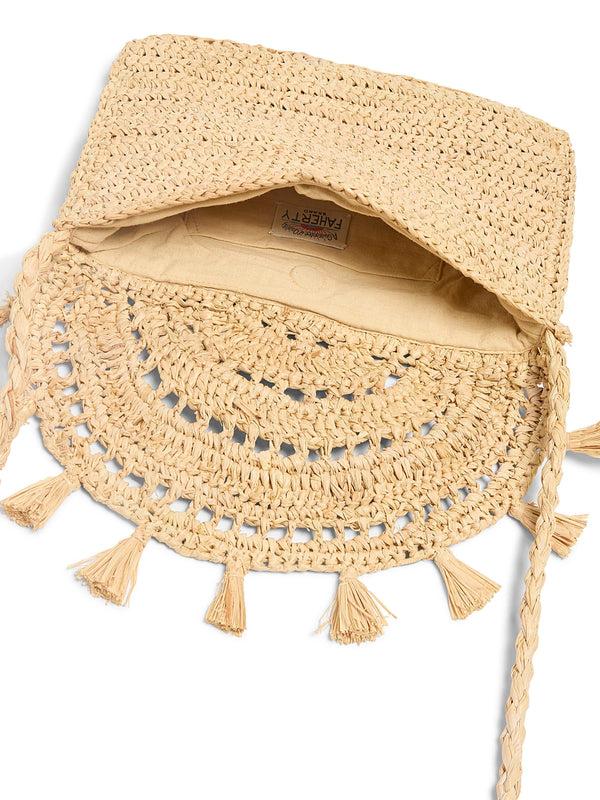 Faherty Raffia Tassel Clutch - Natural Accessories Bags