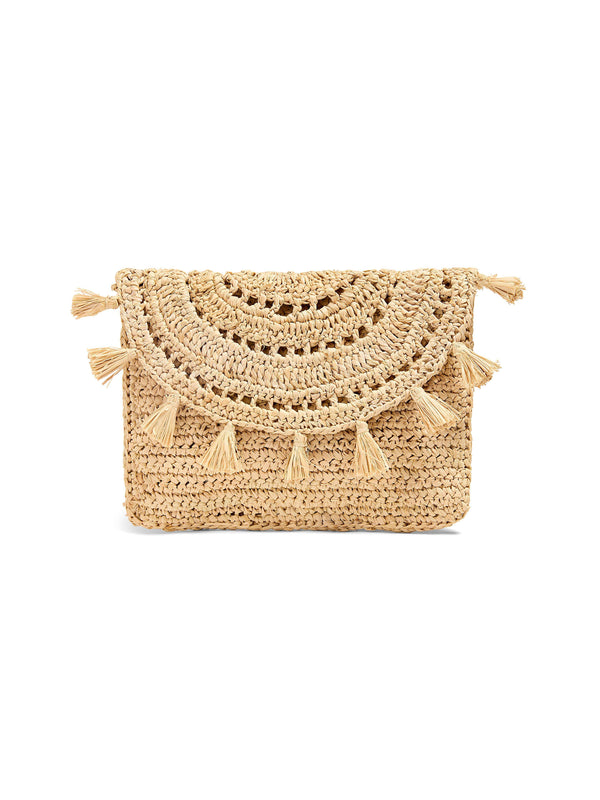 Faherty Raffia Tassel Clutch - Natural Accessories Bags